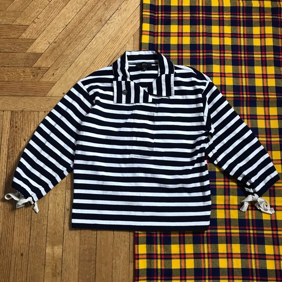 J Crew Striped Snap Neck Boat Pullover Sweater - Picture 2 of 8